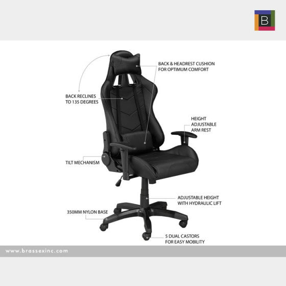 Finnegan Office Chair - Black - The Fine Furniture